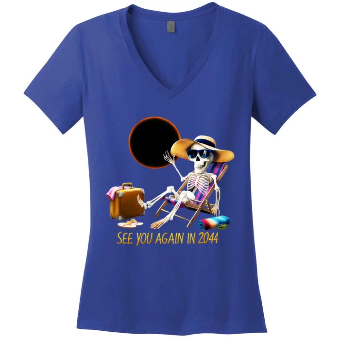 See You Again In 2044 Solar Eclipse Astronomy Lovers Women's V-Neck T-Shirt