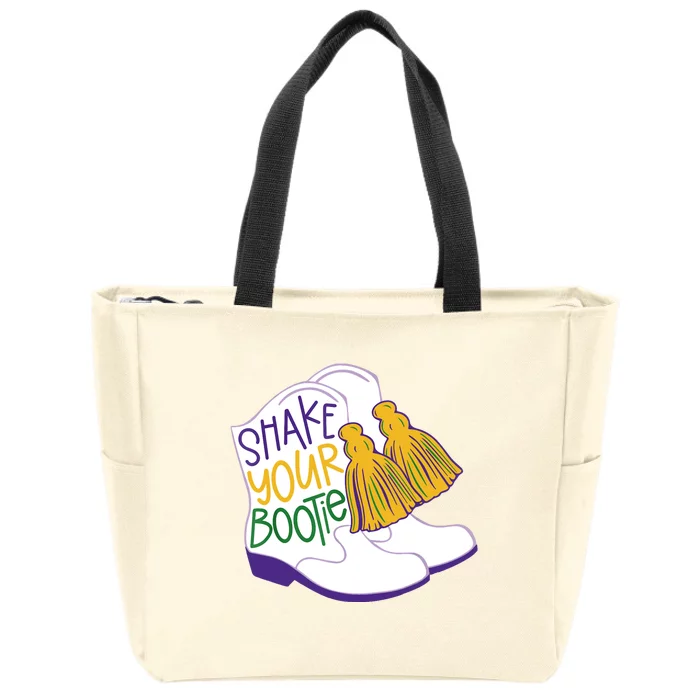 Shake Your Bootie Mardi Gras Bead Boot Carnival Celebration Zip Tote Bag