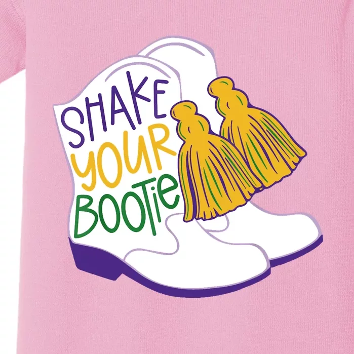 Shake Your Bootie Mardi Gras Bead Boot Carnival Celebration Baby Bodysuit