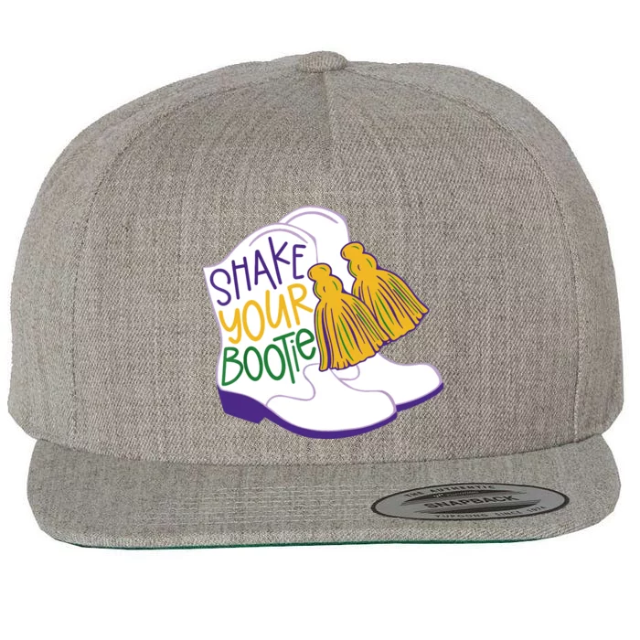 Shake Your Bootie Mardi Gras Bead Boot Carnival Celebration Wool Snapback Cap