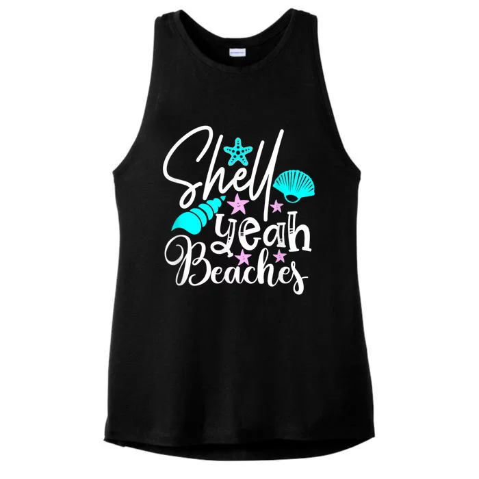 Shell Yeah Beaches Funny Beach Lover Beachcomber Shelling Ladies Tri-Blend Wicking Tank