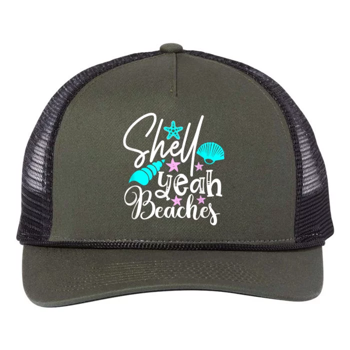 Shell Yeah Beaches Funny Beach Lover Beachcomber Shelling Retro Rope Trucker Hat Cap