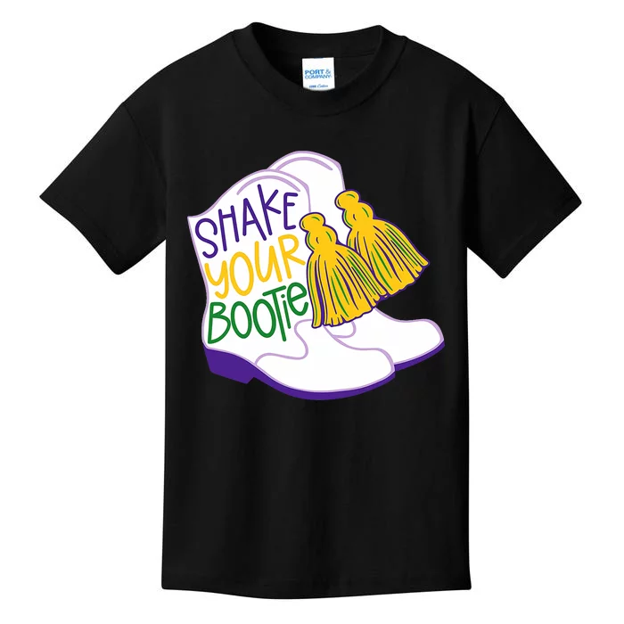 Shake Your Bootie Mardi Gras Bead Boot Carnival Celebration Kids T-Shirt