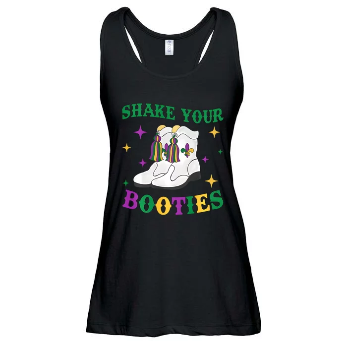 Shake Your Bootie Retro Mardi Gras Booties Ladies Essential Flowy Tank