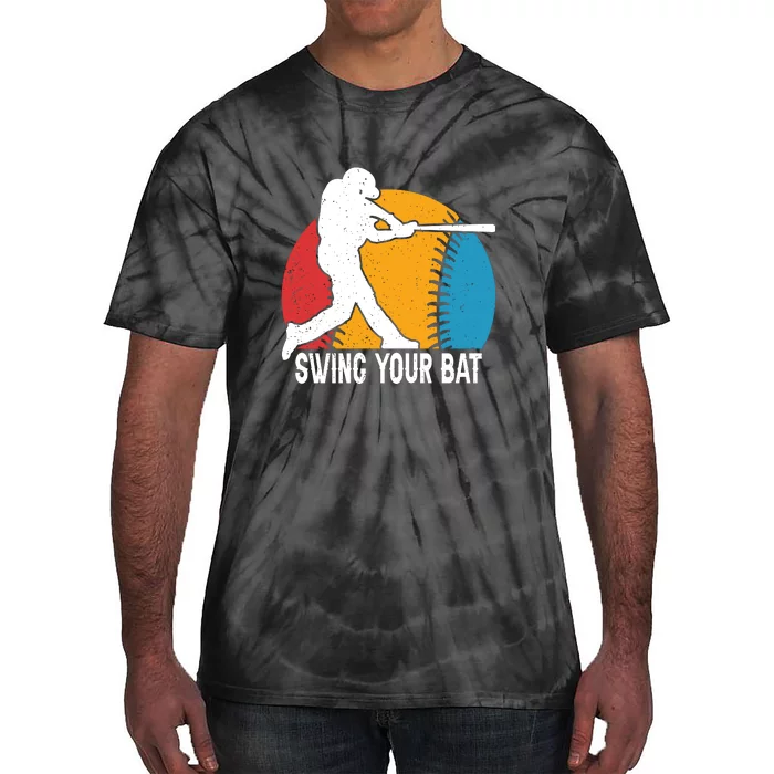 Swing Your Bat Baseball Retro Gift For Baseball Player Tie-Dye T-Shirt