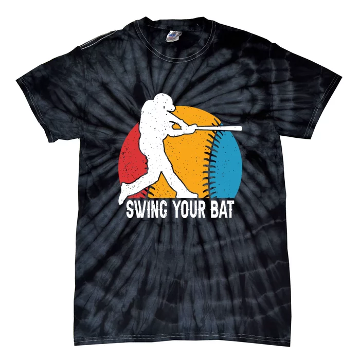 Swing Your Bat Baseball Retro Gift For Baseball Player Tie-Dye T-Shirt