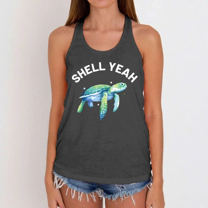 Shell Yeah Cute Tortoise Sea Turtle Lover Women's Knotted Racerback Tank