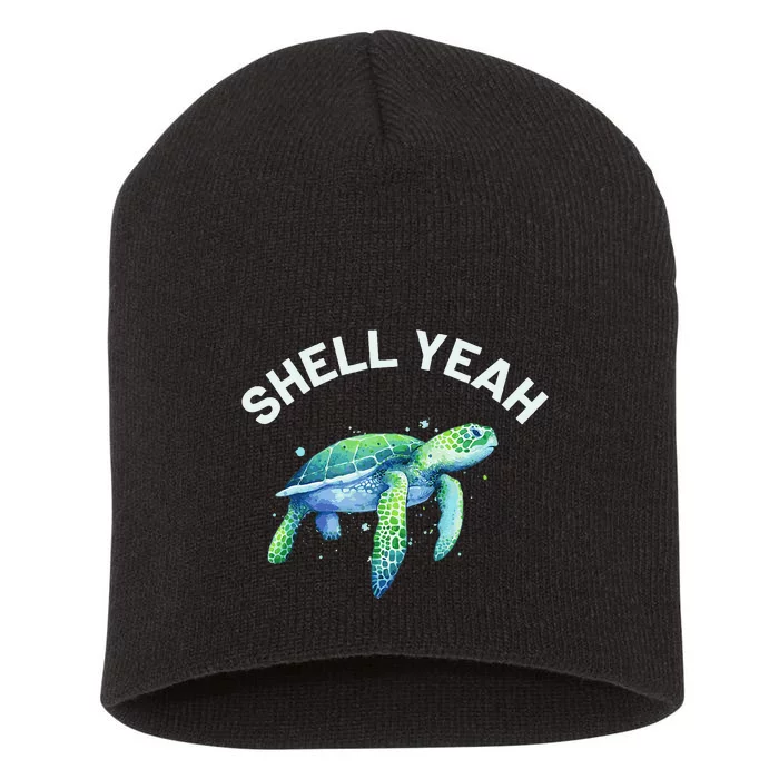 Shell Yeah Cute Tortoise & Sea Turtle Lover Short Acrylic Beanie