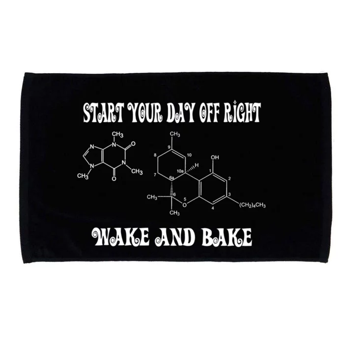 Start Your Day Off Right Wake And Bake Caffeine And Thc Mol Gift Microfiber Hand Towel