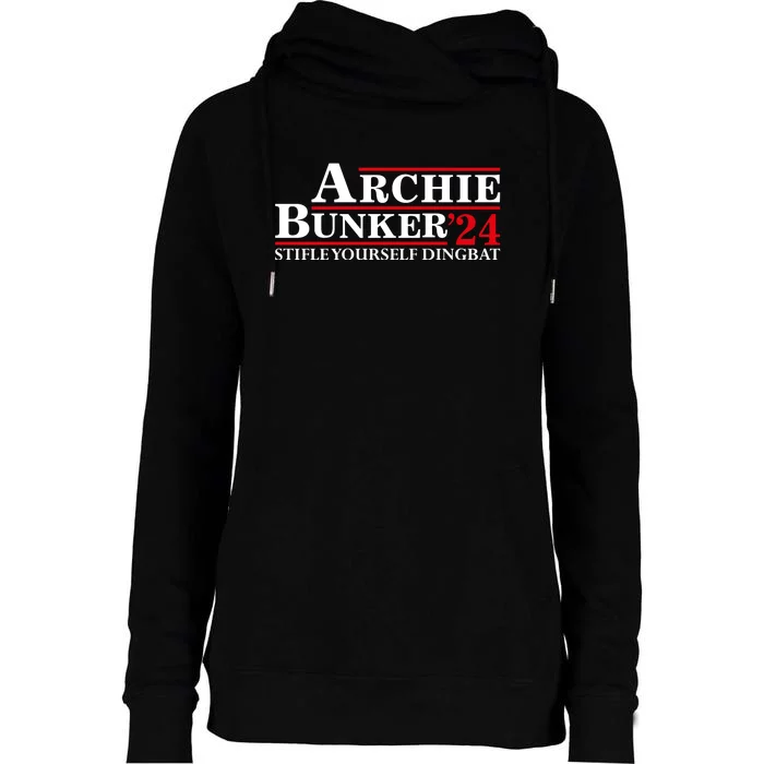 Stifle Yourself Dingbat Archie Bunker 2024 Womens Funnel Neck Pullover Hood