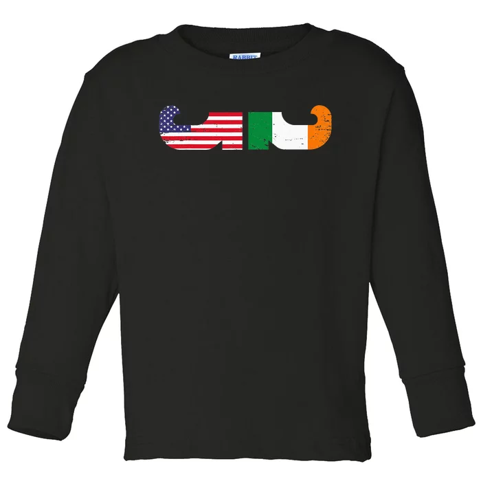 Show Your Dual Pride Irish American flags St Patrick's Day Toddler Long Sleeve Shirt