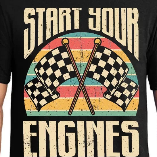 Start Your Engines Car Racing Gift Autocross Retro Car Racer Pajama Set