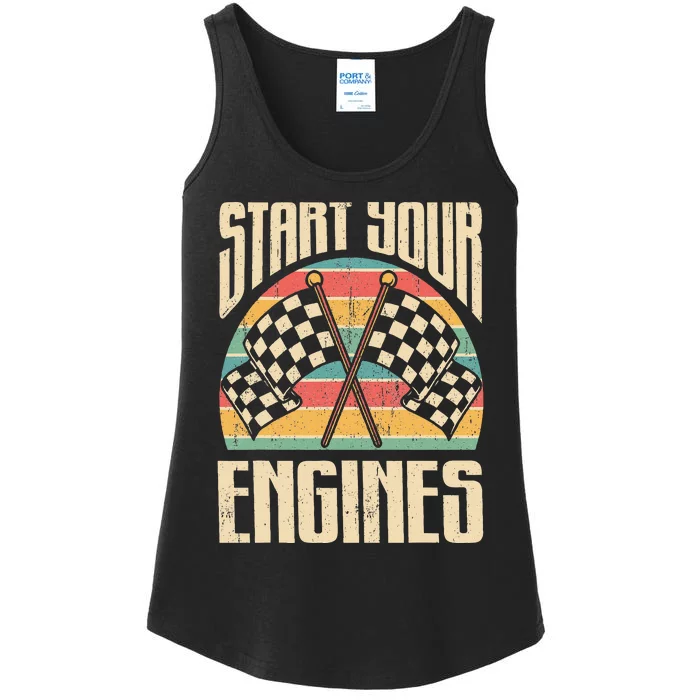 Start Your Engines Car Racing Gift Autocross Retro Car Racer Ladies Essential Tank