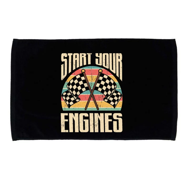 Start Your Engines Car Racing Gift Autocross Retro Car Racer Microfiber Hand Towel