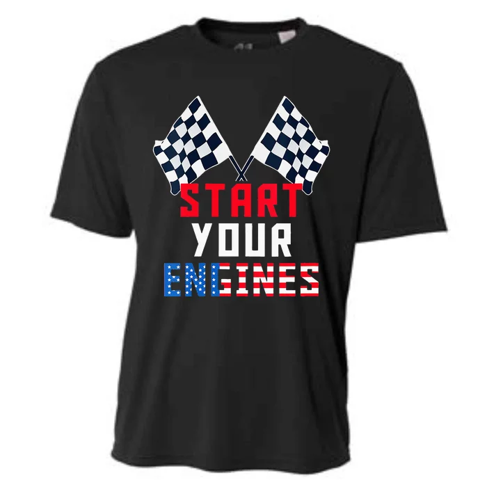 Start Your Engines Motorsport Car Drag Racing Cooling Performance Crew T-Shirt