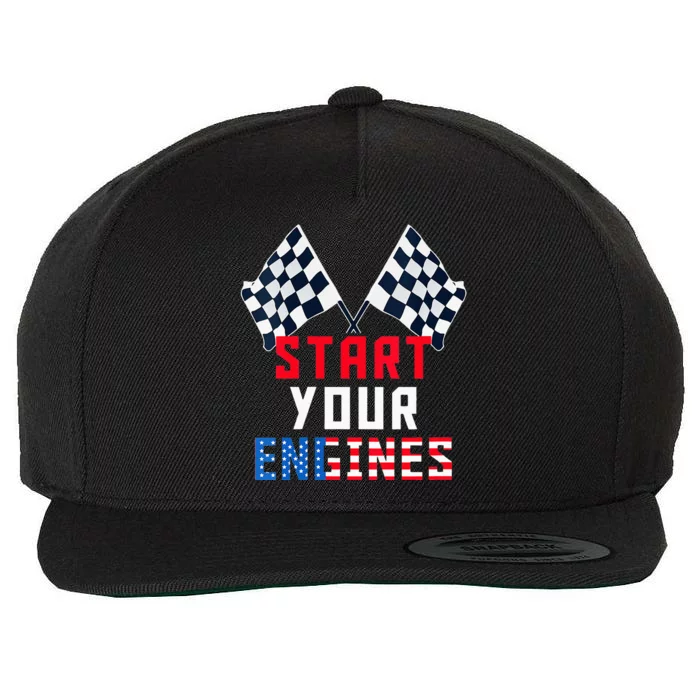 Start Your Engines Motorsport Car Drag Racing Wool Snapback Cap