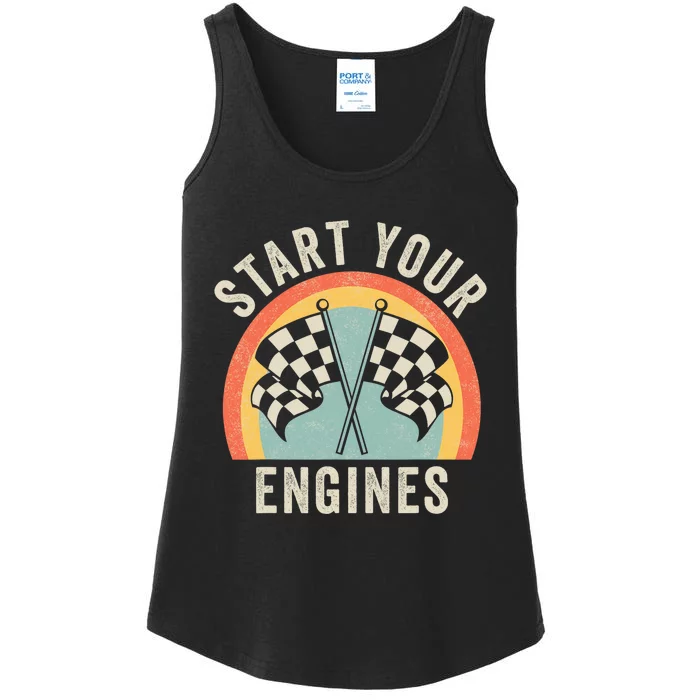 Start Your Engines Funny Saying Raceday Race Car Lovers Ladies Essential Tank