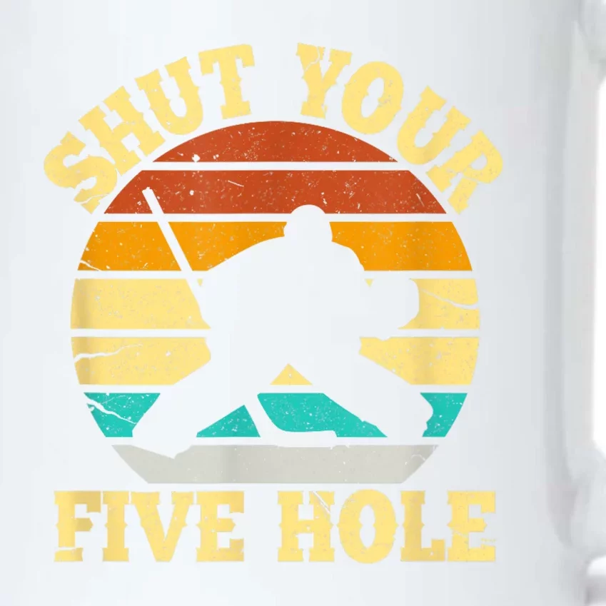 Shut Your Five Hole Funny Ice Hockey Goalie Black Color Changing Mug