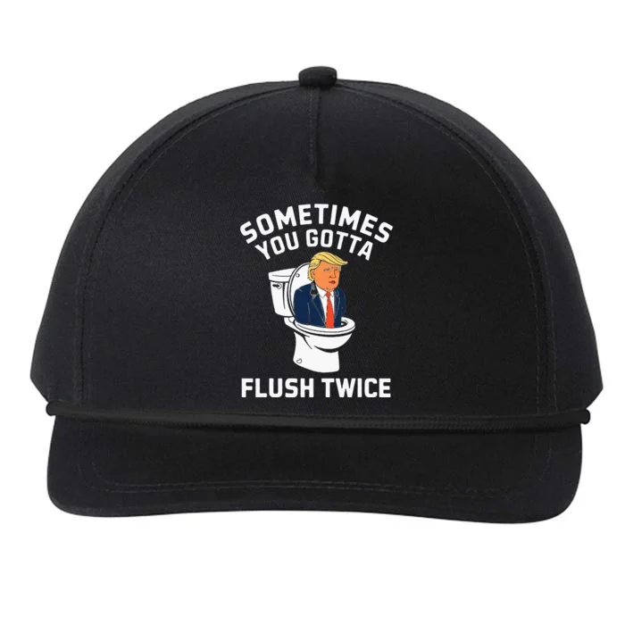 Sometimes You Gotta Flush Twice Anti Trump Snapback Five-Panel Rope Hat