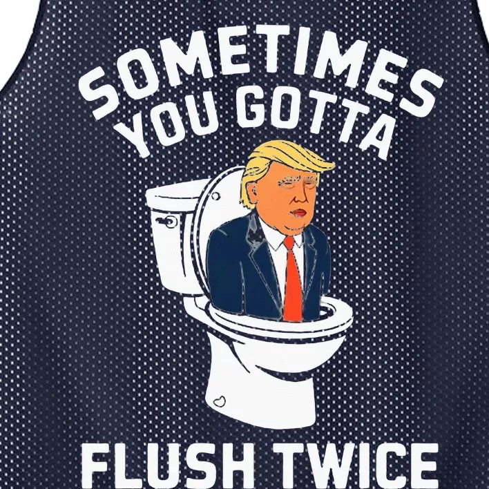 Sometimes You Gotta Flush Twice Anti Trump Mesh Reversible Basketball Jersey Tank