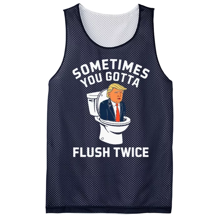 Sometimes You Gotta Flush Twice Anti Trump Mesh Reversible Basketball Jersey Tank