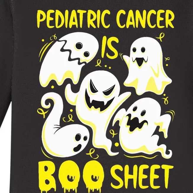 Spooky Yellow Ghost for Pediatric Cancer Awareness Baby Long Sleeve Bodysuit