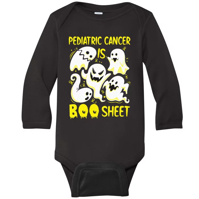 Spooky Yellow Ghost for Pediatric Cancer Awareness Baby Long Sleeve Bodysuit