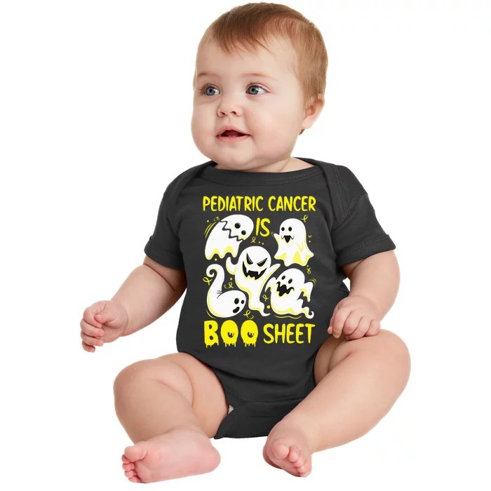 Spooky Yellow Ghost for Pediatric Cancer Awareness Baby Bodysuit