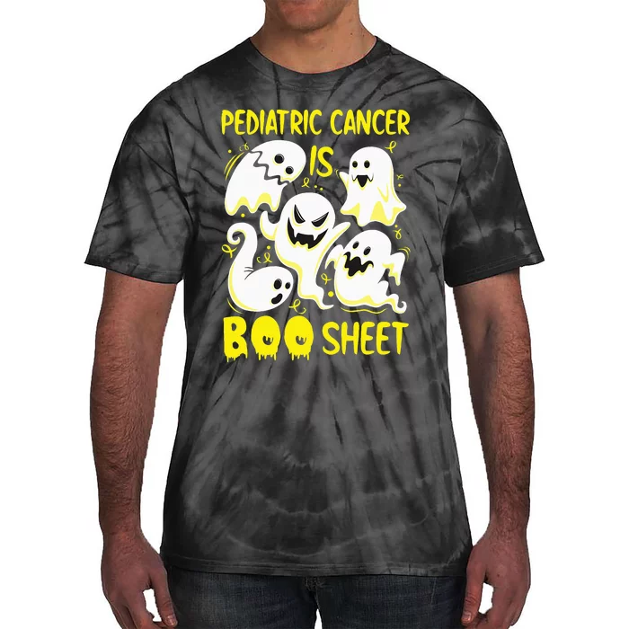 Spooky Yellow Ghost for Pediatric Cancer Awareness Tie-Dye T-Shirt