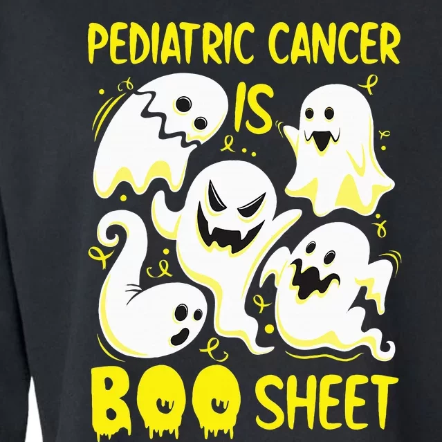 Spooky Yellow Ghost for Pediatric Cancer Awareness Cropped Pullover Crew