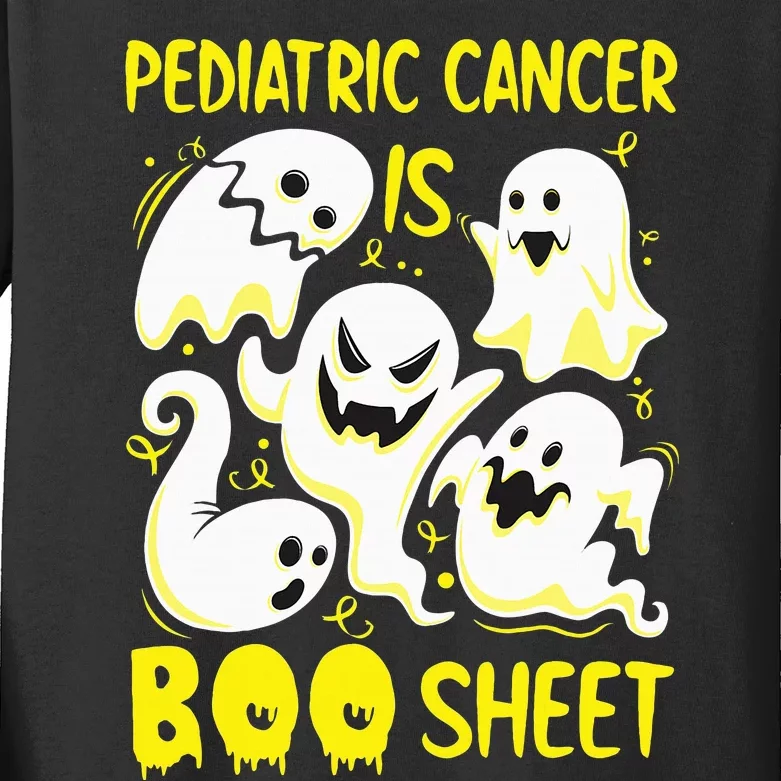 Spooky Yellow Ghost for Pediatric Cancer Awareness Kids Long Sleeve Shirt