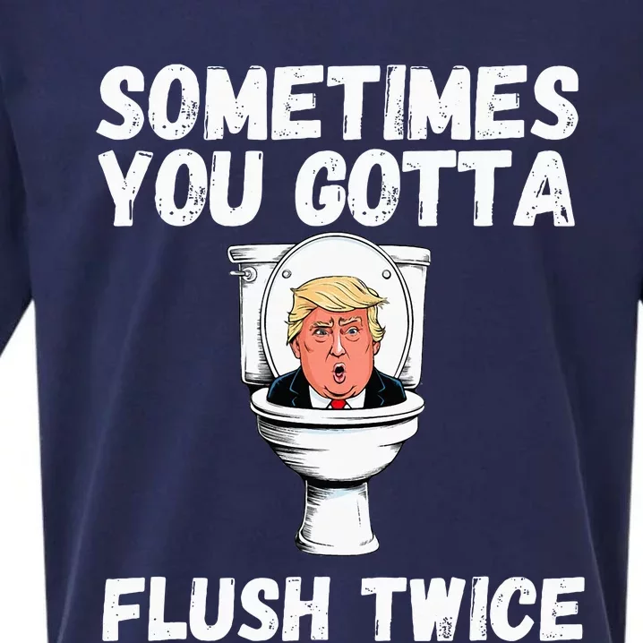 Sometimes You Gotta Flush Twice Funny Anti Trump Election Sueded Cloud Jersey T-Shirt