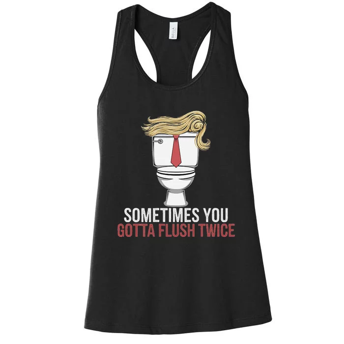 Sometimes You Gotta Flush Twice Funny Kamala Harris Walz Women's Racerback Tank