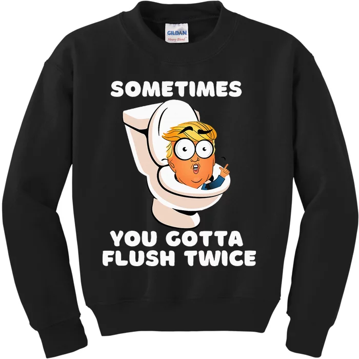 Sometimes You Gotta Flush Twice Kids Sweatshirt