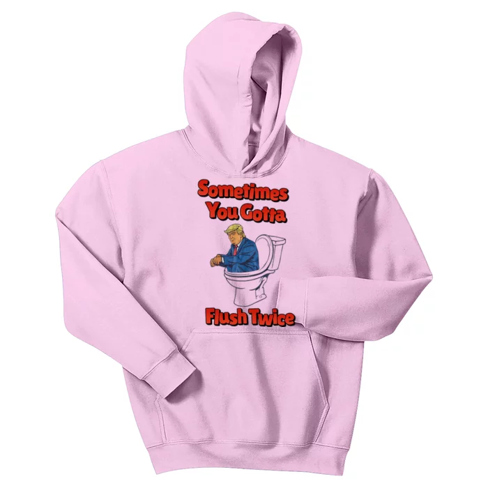 Sometimes You Gotta Flush Twice Anti Trump Kids Hoodie