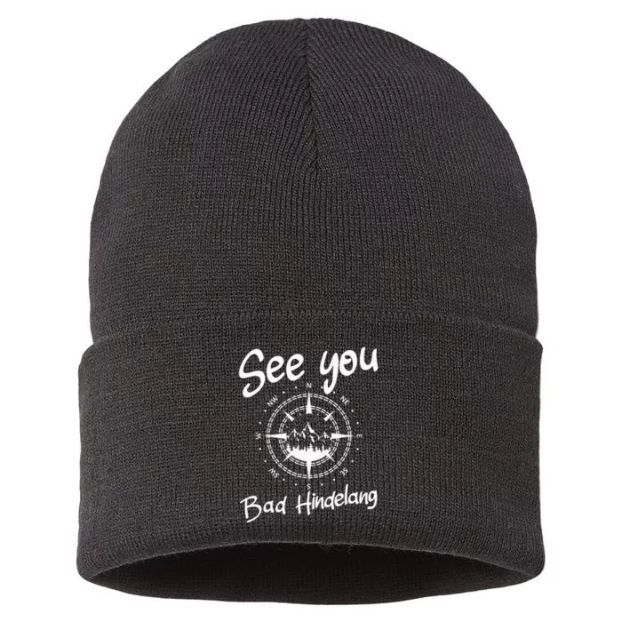 See You Hiking Bad Hindelang Germany Vacation Ski Compass Sustainable Knit Beanie