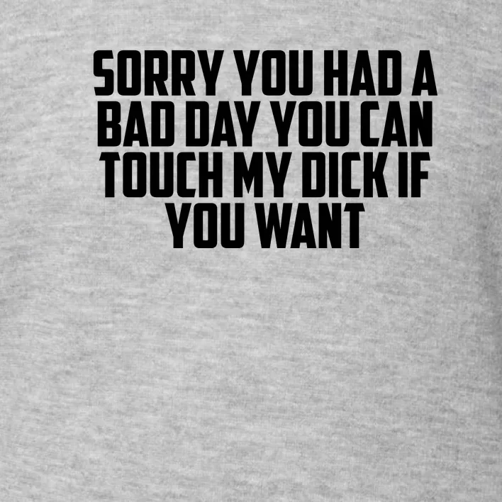 Sorry You Had A Bad Day You Can Touch My Dick If You Want Toddler Sweatshirt