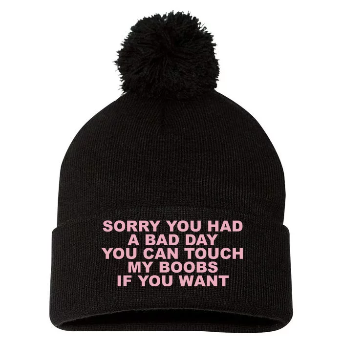 Sorry You Had A Bad Day You Can Touch My Boobs If You Want Pom Pom 12in Knit Beanie