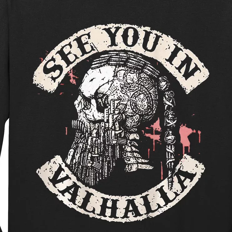 See You In Valhalla Skull Viking Tall Long Sleeve T-Shirt