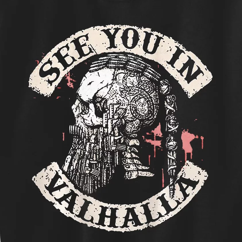 See You In Valhalla Skull Viking Kids Sweatshirt