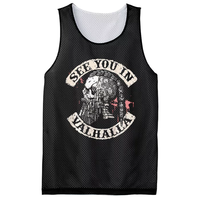 See You In Valhalla Skull Viking Mesh Reversible Basketball Jersey Tank