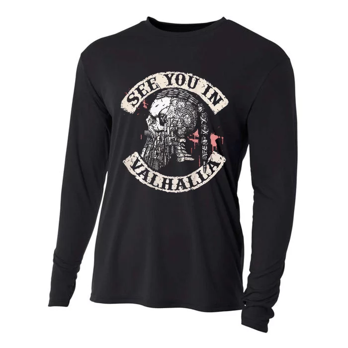 See You In Valhalla Skull Viking Cooling Performance Long Sleeve Crew