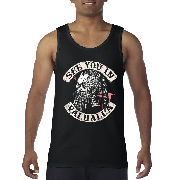 See You In Valhalla Skull Viking Tank Top