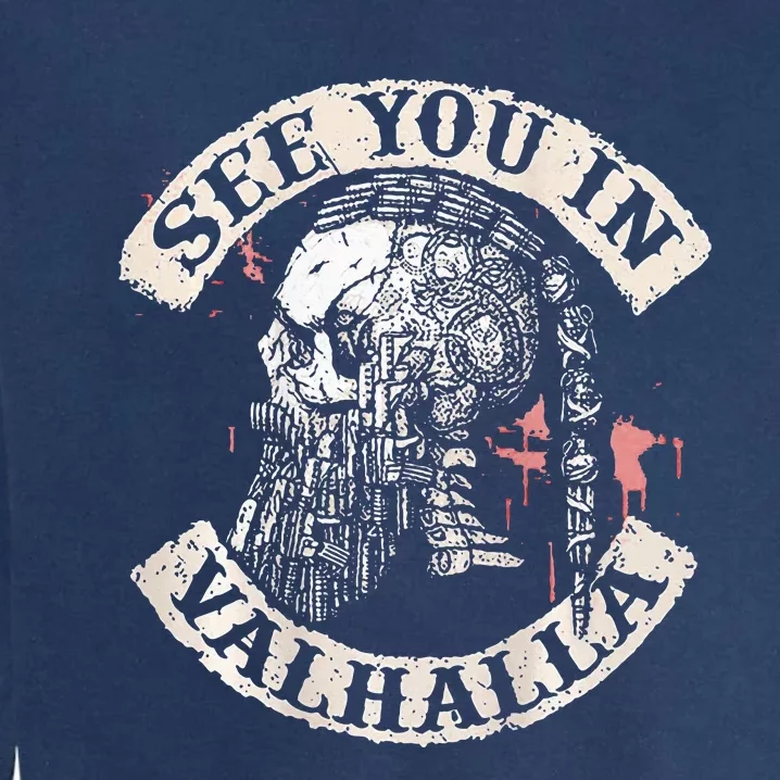 See You In Valhalla Skull Viking Garment-Dyed Sweatshirt