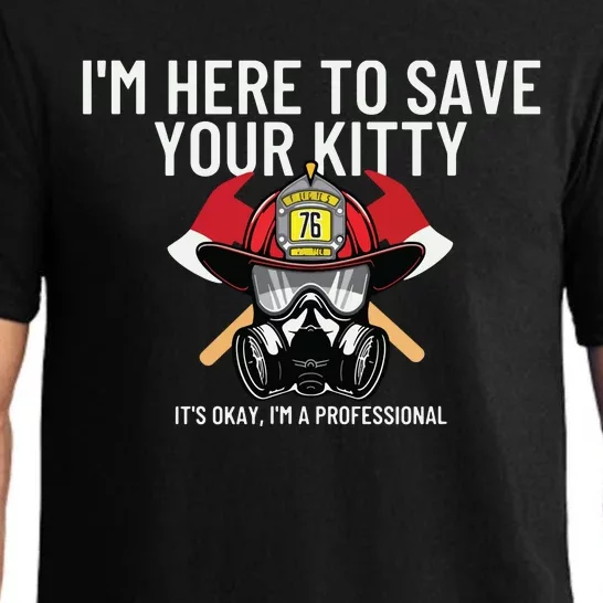 Save Your Kitty Funny Firefighter Fireman Gift Pajama Set