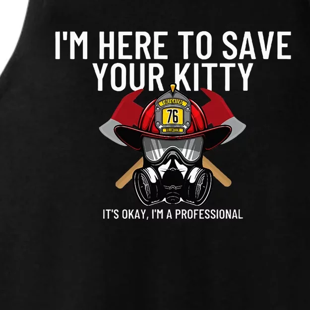 Save Your Kitty Funny Firefighter Fireman Gift Ladies Tri-Blend Wicking Tank