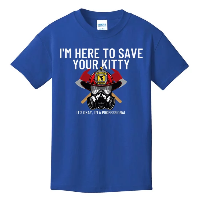 Save Your Kitty Funny Firefighter Fireman Gift Kids T-Shirt