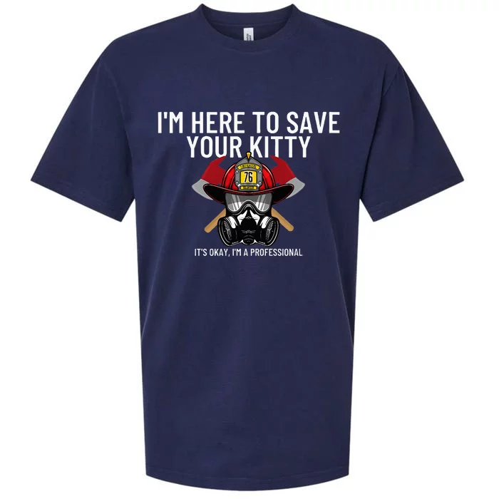 Save Your Kitty Funny Firefighter Fireman Gift Sueded Cloud Jersey T-Shirt