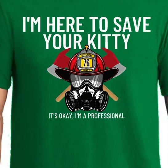 Save Your Kitty Funny Firefighter Fireman Gift Pajama Set