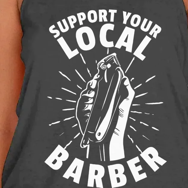 Support Your Local Barber Women's Knotted Racerback Tank